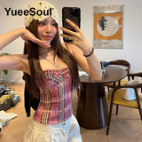 2024 Summer New Pink Crop Tops 2000s Y2K Aesthetic Sweet Cute Fairycore Tank Top Sleeveless Slim Sling Camis Women Clothing 3