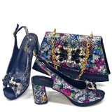 Italian Gold Block Heel & Matching Bag Set