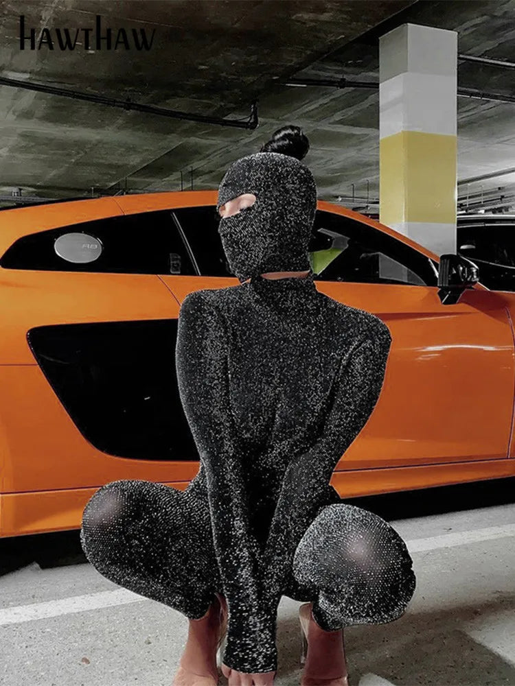 Hawthaw Women Autumn Winter Long Sleeve Backless Bodycon Soild Color Black Jumpsuit Romper Playsuit 2020 Fall Clothes Streetwear 3