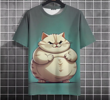 Men’s Oversized Funny Cat Graphic Tee