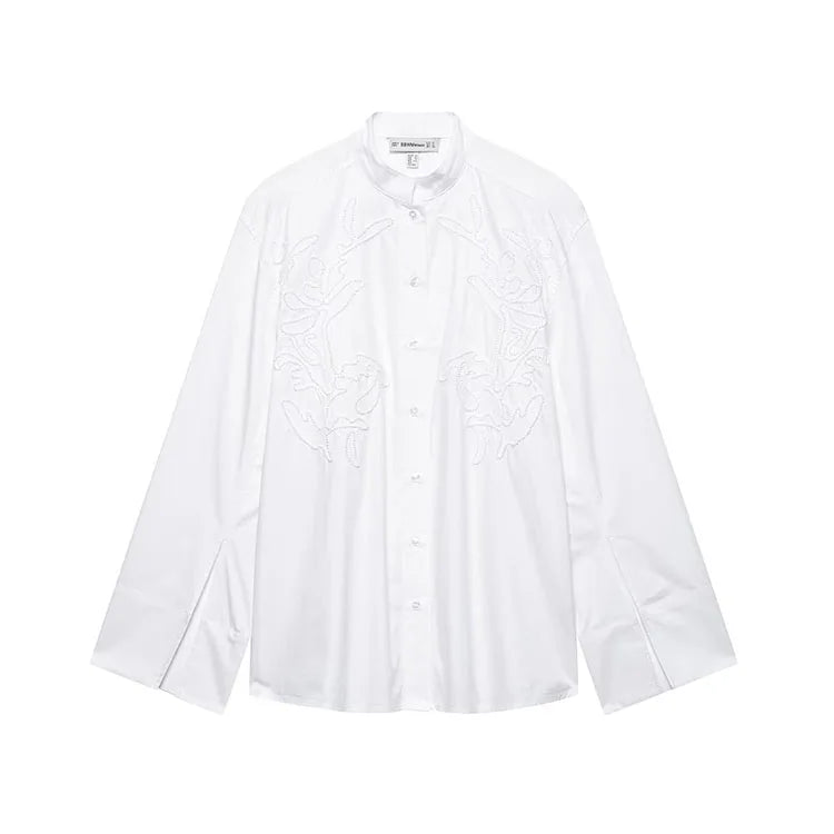 Women’s Hip-Seam Embroidered Blouse