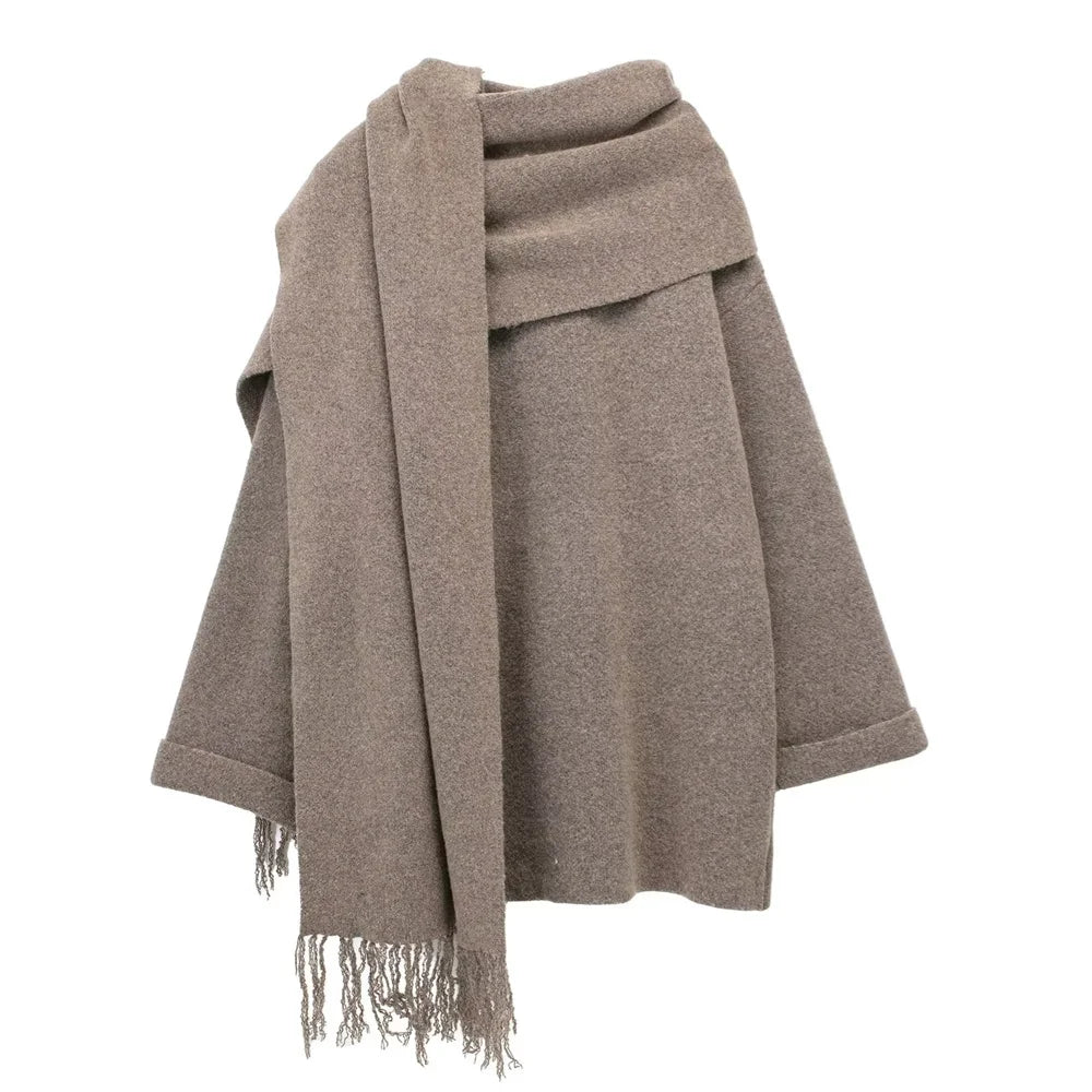 Winter New Product Women's Fashion and Casual 100 Pairs Scarf Short Knitted Coat Coat 4