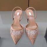 2025 Summer Women's Diamond Mesh High Heel Sandals - Elegant Slingback Party Shoes 2
