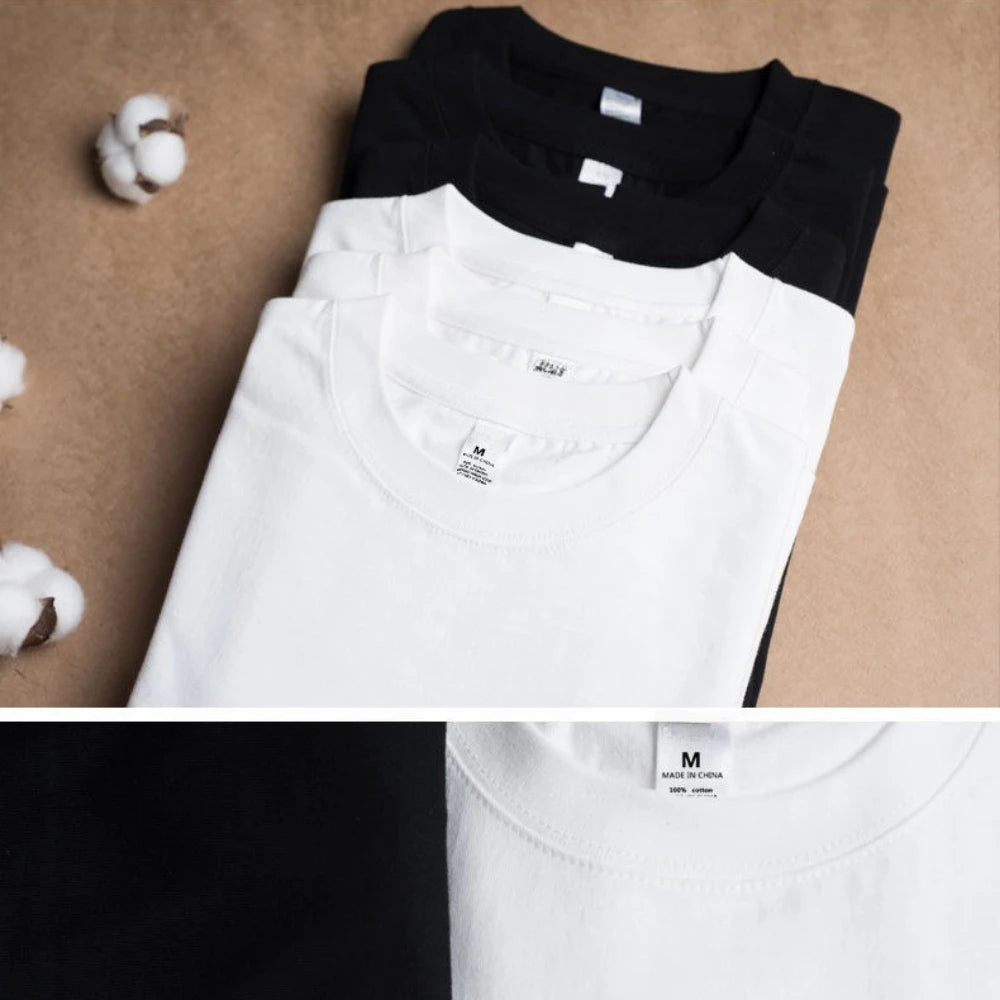 2PCS 100% Cotton Solid T Shirts Men's and Women's Short Sleeve White Tees Casual Breathable Loose Round Neck T-shirt Couple Tops 6