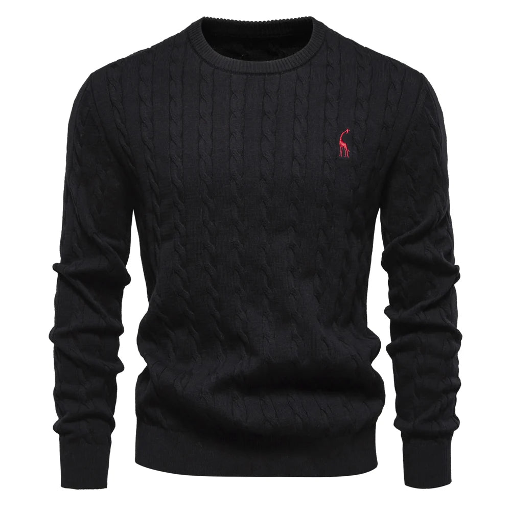 Men's Giraffe Embroidery Cotton Sweater
