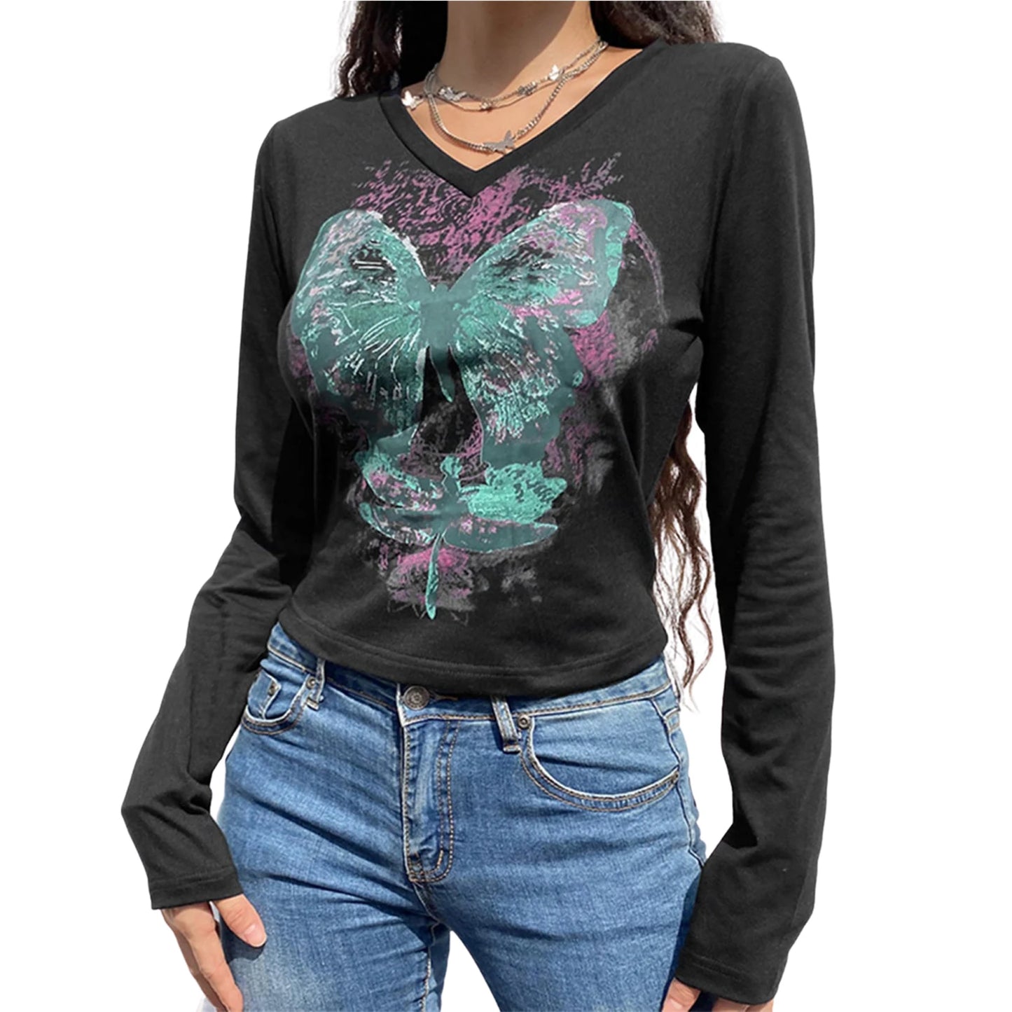 Dark-Academia-Graphic-Print-T-shirt-E-girl-Gothic-Mall-Goth-Alt-Emo-Crop-Top-Y2K