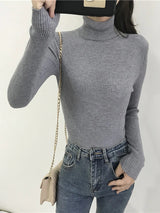 2024 Autumn Winter Thick Sweater Women Knitted Ribbed Pullover Sweater Long Sleeve Turtleneck Slim Jumper Soft Warm Pull Femme 21