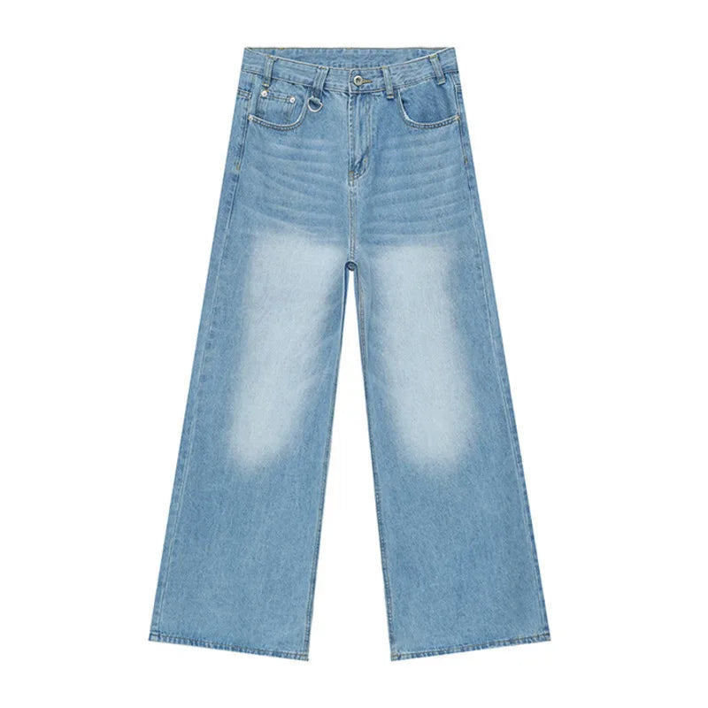 IEFB-Summer-Men-s-Denim-Pants-Old-Blue-Washed-Male-Jeans-Straight-Casual-Menwear-Loose-Wide