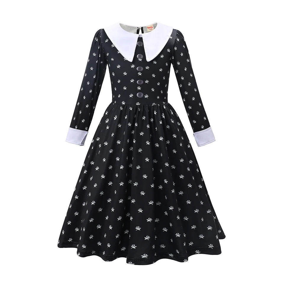 Girls' Gothic Black Mesh Fluffy Dress