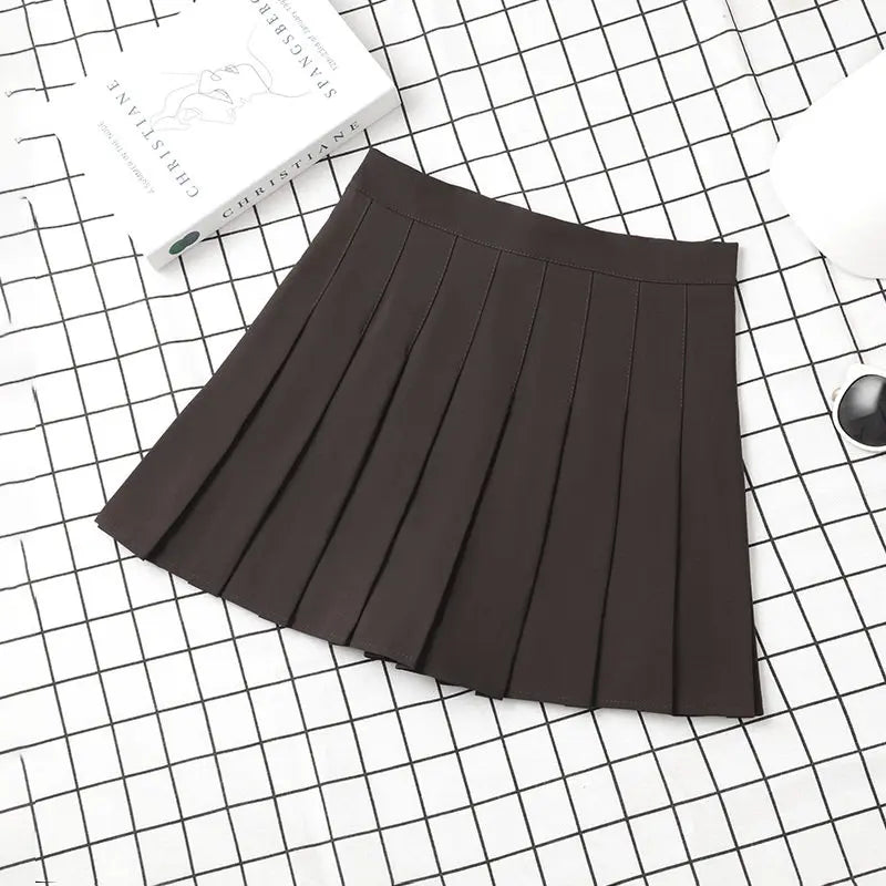 Brown Skirt Ladies 2022 Summer Clothes Women's High Waist Harajuku Korean Style Black Mini Pleated Skirt For School Girl Uniform 10