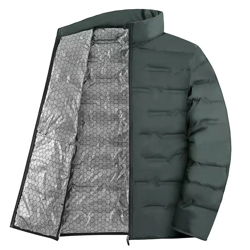 Graphene Self-heating Down Jacket Men Solid Windproof Pleated Down Jackets Stand Collar Classical Warm Winter Jackets Male 5