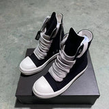 Designer Women Sneaker High Top Jumbo Lace Up Men Shoe Black Luxury Casual Street Canvas Shoe Zip Platform Flat Ankle Boot 4