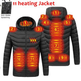 Men Winter Warm USB Heating Jackets Smart Thermostat Pure Color Hooded Heated Clothing Waterproof Warm Jackets