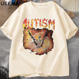 Autistic Funny Skeleton T-Shirt Men Women Autism Meme Graphic T Shirts Harajuku Fashion Cotton Vintage T Shirt Unisex Streetwear 3