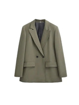 Women's Double Breasted Office Wear Blazer Coat, Long Sleeve, Flap Pockets, Female Outerwear, Chic Tops, Fashion 5