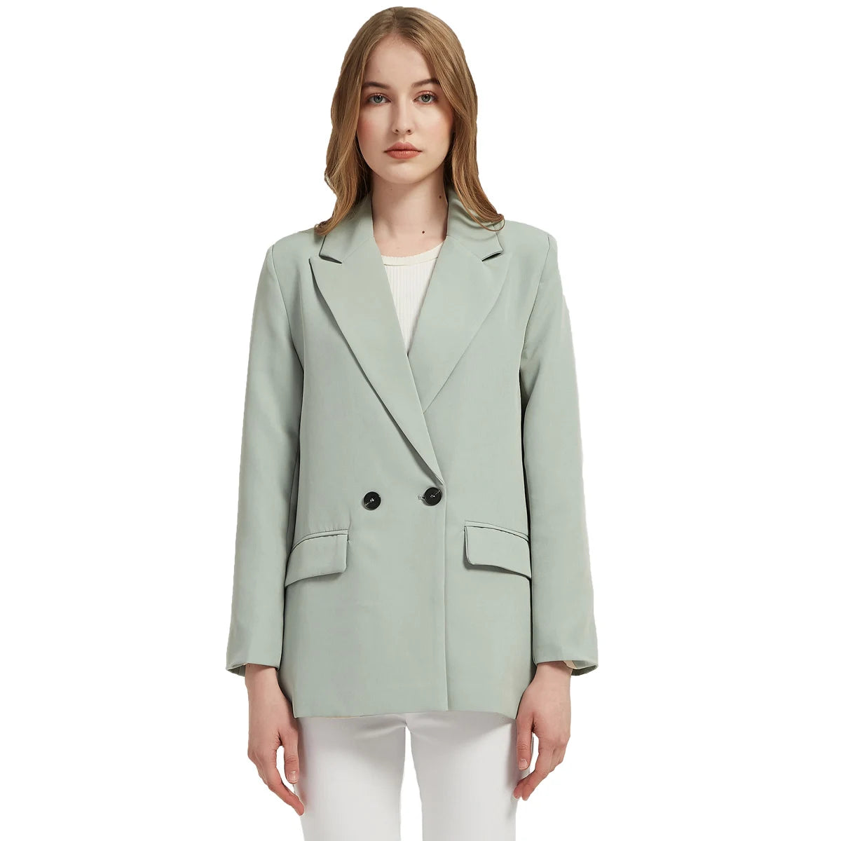 Autumn-and-spring-women-s-blazer-jacket-casual-solid-color-double-breasted-pocket-decorative-coat