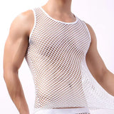 Fishnet Men Sexy Mesh Tank Tops Transparent Sleep Tops 5