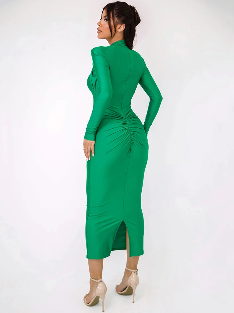 Hollow Out Long Sleeve Sexy Maxi Dress For Women Gown Autumn Winter 6