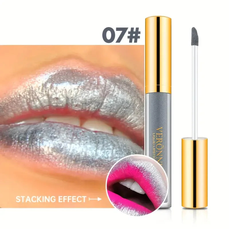 10-Color Diamond Shimmer Liquid Lipstick Set