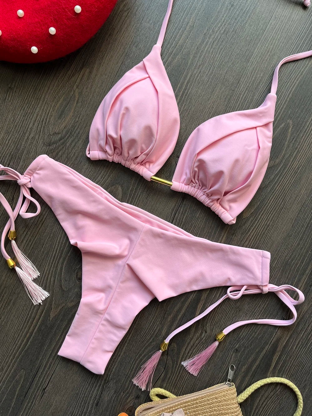 Chic Triangle Bikini Set | Women’s Brazilian Style Halter Swimwear