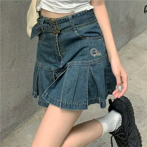 Kawaii-Hot-Girl-Denim-Skirt-Womens-Pleated-Skirt-Y2k-Fashion-Casual-College-Style-High-Waist-Slim