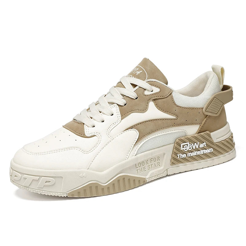 Men's Sneakers Men's Comfortable Platform Shoes 2023 Trend Lace-up Vulcanized Shoes White Casual Sneakers