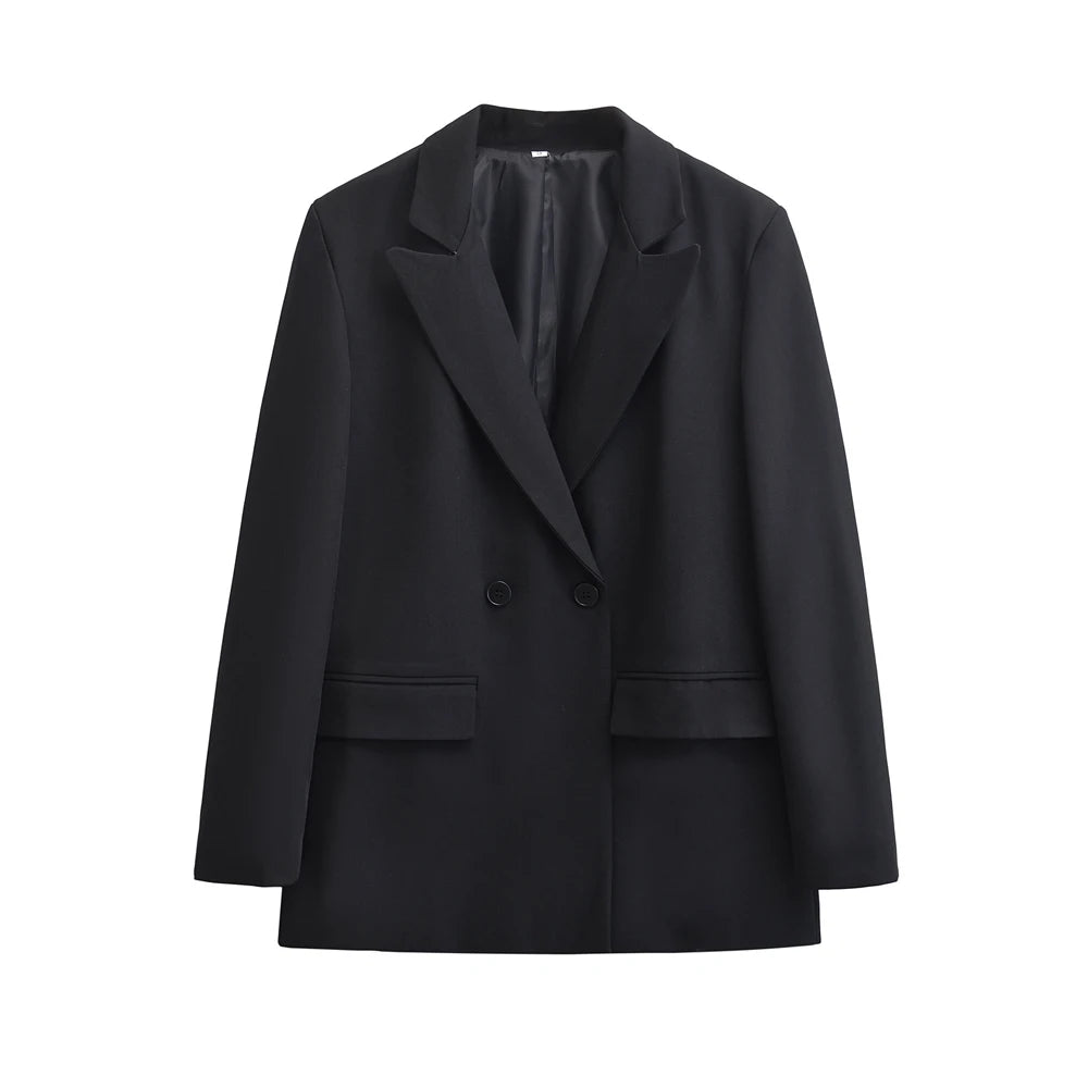 Tailored Double-Breasted Office Blazer
