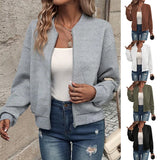 Women's autumn and winter new solid color simple and exquisite zipper jacket baseball collar casual jacket