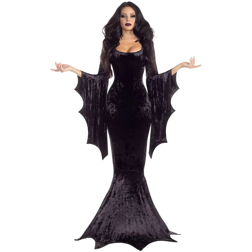 Gothic Long Train Morticia Gown