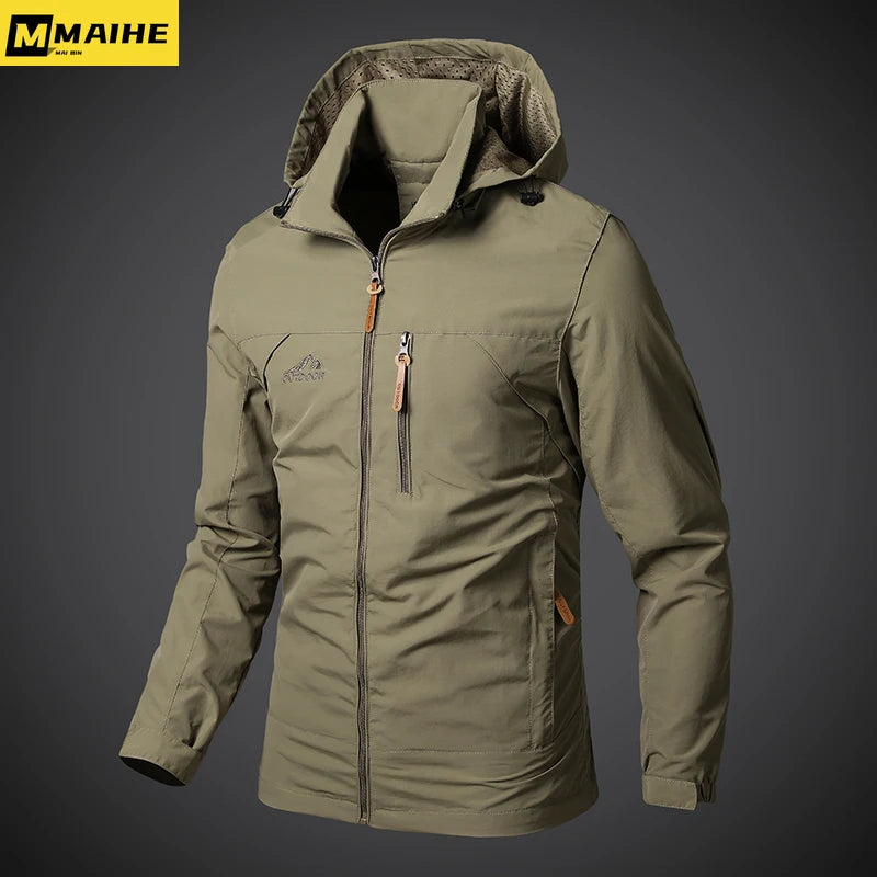 Mens Windbreaker Jackets Waterproof Military Hooded Coat Male New Combat Jackets Men Autumn Outdoor Hiking Biking Bomber Outwear 2