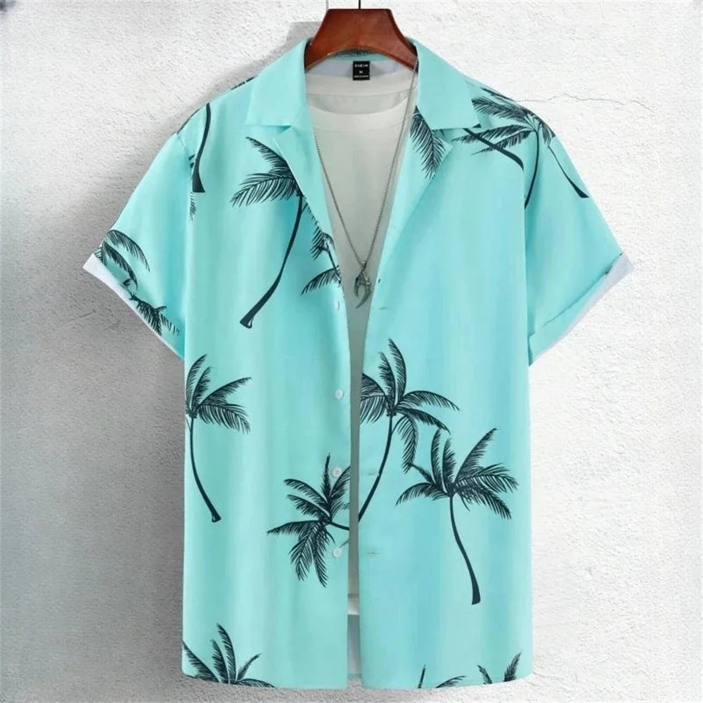 3D Printed Men's Lapel Shirt - Geometric Design, Short Sleeve Hawaiian Style