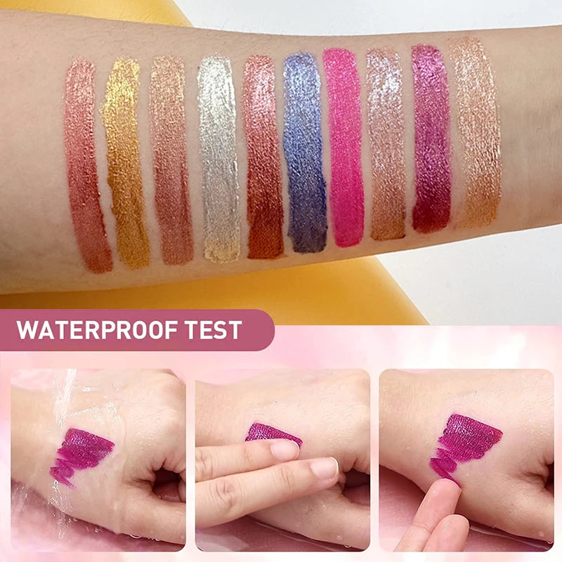 10 Color Glitter Liquid Lipsticks Shimmer Shiny Lipgloss Pearlescent Lip Tint Waterproof Long Lasting Matte Diamond Lips Glaze 4