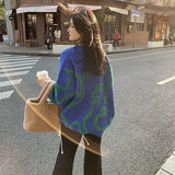 2022 New Arrival Autumn Winter Korean Style Women Casual Loose O-neck Cartoon Pullover All-matched Long Sleeve Sweater P325 3