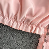 Flower Three-dimensional Decoration Slash Neck Long Sleeve Women's Blouse Shirt Korean Fashion Female Clothing Tops 2025 Summer 6