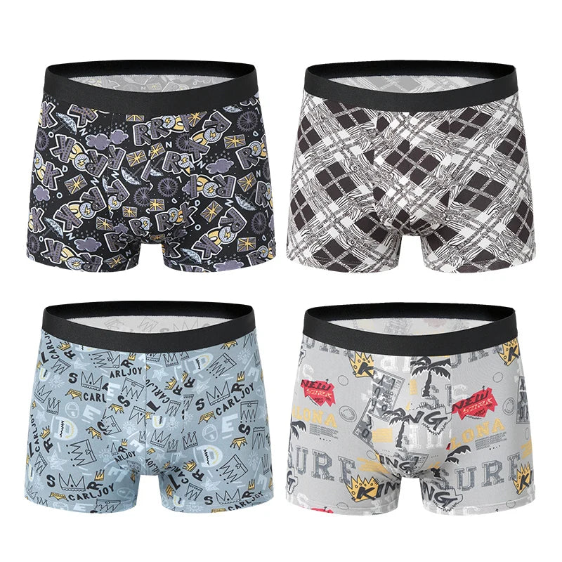 4 Pack European and American Size MEN'S FASHION Printed Boxer Underwear Shorts 3