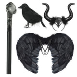 Girls' Dark Forest Queen Cosplay Dress with Wings