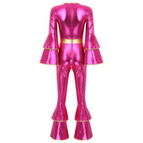 Women's 70s Disco Jumpsuit | Metallic Shiny Bell Bottom Jumpsuit | Halloween Costume, Rave Outfit 3