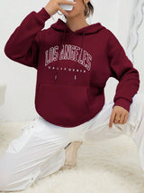 Los Angeles Letter Design Fleece Hoodie