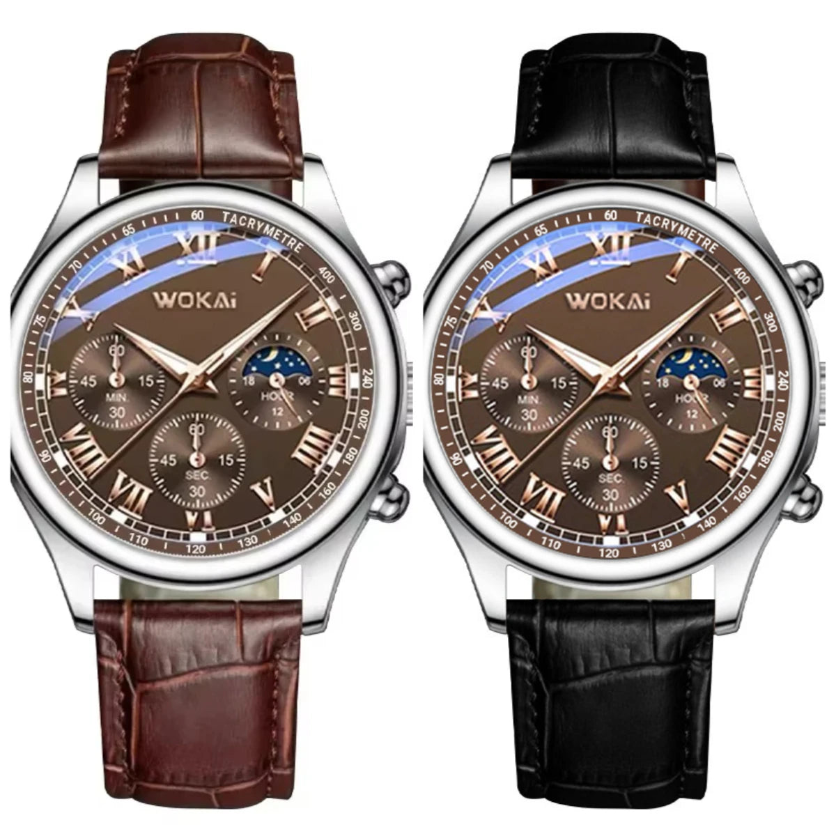 Men’s Luxury Quartz Watch - Casual Brown Leather Wristwatch