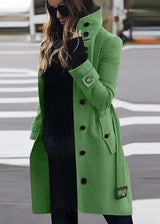 Stylish Women's Double-Breasted Long Coat
