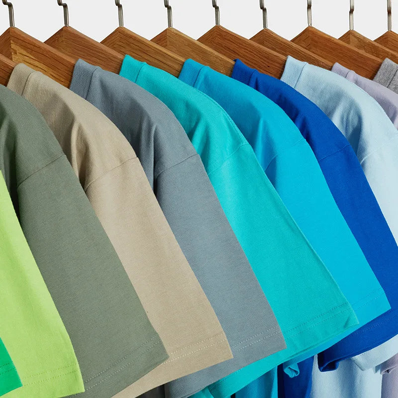 Loose Cotton Solid Tshirts Men Woman Short Sleeve Fashion Brand Trend Couple Clothing Tees Customized Candy Color Summer Tops 2
