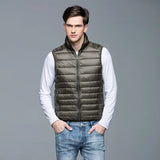 Autumn and Winter Men's 90% White Duck Down Vest Casual Lightweight Down Warm Solid Sleeveless Jacket Men's Portable Pocket Vest