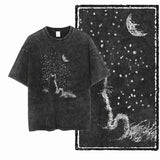 COOLMIND DB cat Printed Cotton Acid Washed Exclusive Graphic Unisex T Shirt Cool Streetwear Men Tshirts Big Size Tee for men