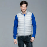 Autumn and Winter Men's 90% White Duck Down Vest Casual Lightweight Down Warm Solid Sleeveless Jacket Men's Portable Pocket Vest