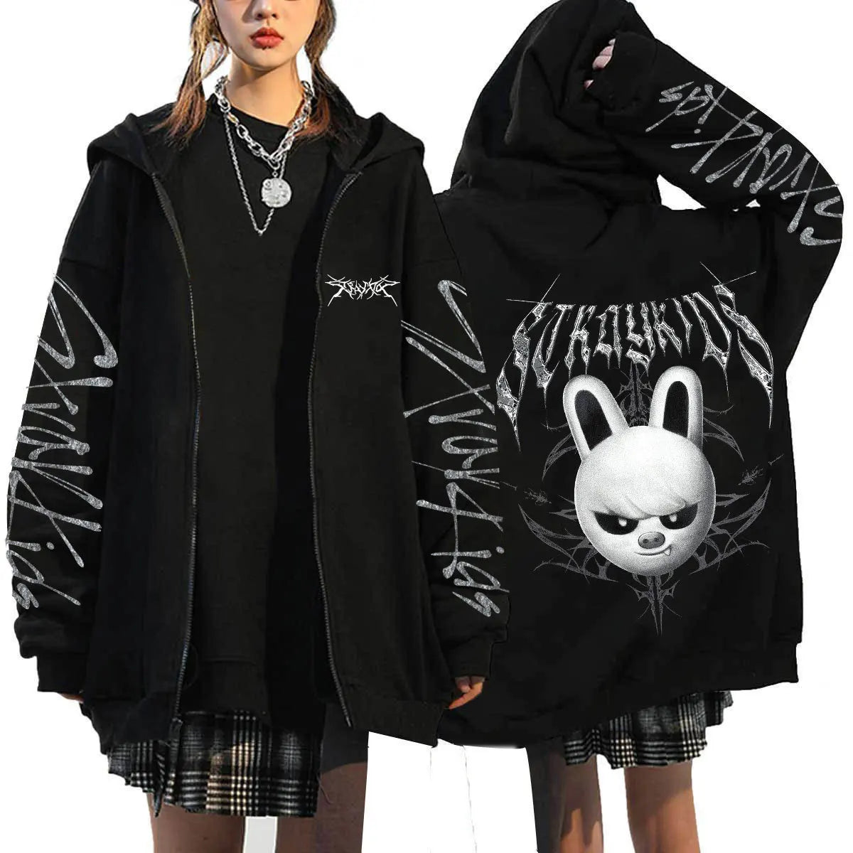 KPOP DominATE Tour Merch FELIX HAN BANGCHAN CHANGBIN HYUNJIN SEUNGMIN LEE KNOW Cartoon Print Zip Up Women/Men Hoodie Sweatshirt 5