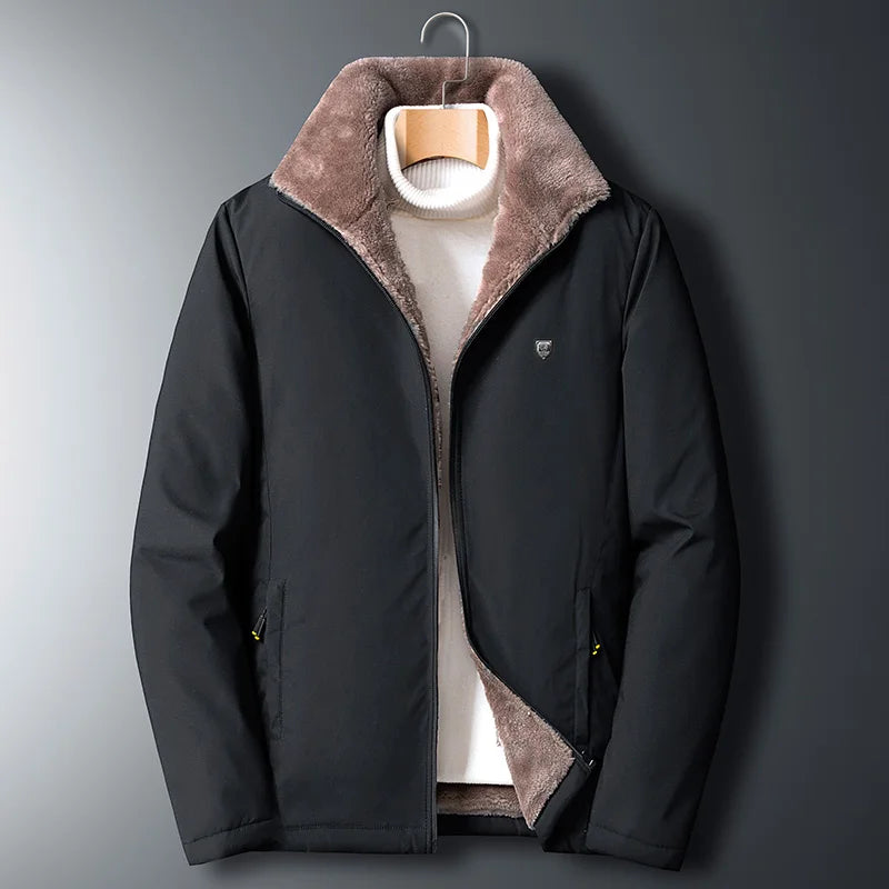 Men 2025 Winter Windproof Warm Thick Fleece Jacket 3