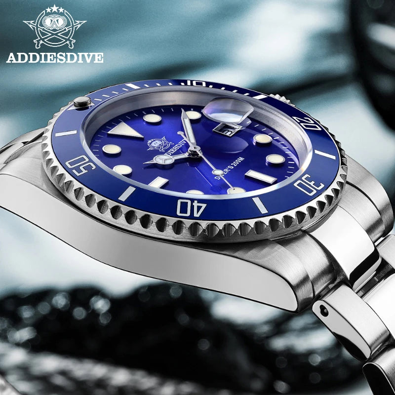 ADDIESDIVE Stainless Steel Watch Men's European and American Business Leisure Quartz Watch Waterproof Outdoor Sports Watch 5