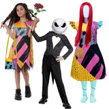 Girl Christmas Eve Scary Ruffle Dress Bow Suit Halloween Costume Girls Boys Sally Jack Cosplay Costume Tracksuit Party Outfits