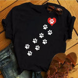 Cartoon Colorful Heart Dog Paw Graphic Print T Shirt 90s Fashion Casual Women Men Short Sleeve Plus Size T Shirt Unisex 3