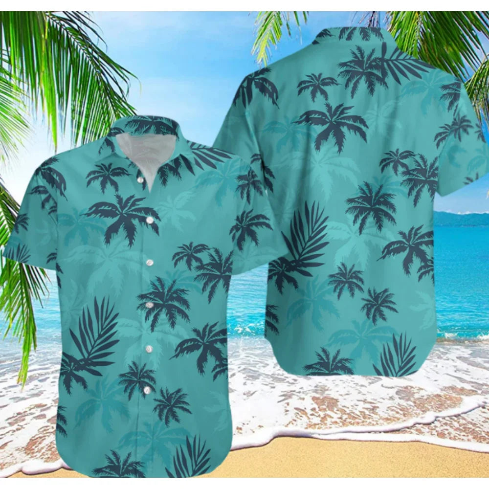 2025 Summer Animal Crane Men Hawaiian Shirt 3d Plant Shirt For Men Flower Print